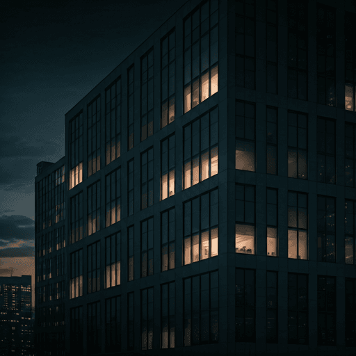 Edificação corporativa ao entardecer
